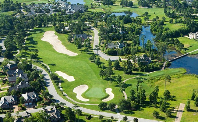 Aerial view of a Wilmington residential community near the Cape Fear River
