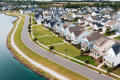 Modern Wilmington neighborhood with townhomes and landscaped streets